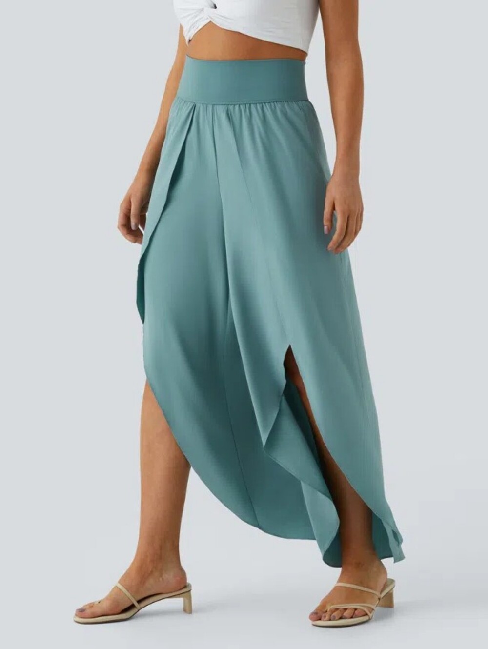NWT Halara Breezeful Pocket Palazzo Flowy Split Wide Leg Casual Pants Size LP